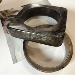 Vintage style Bangle set - resin & horn set